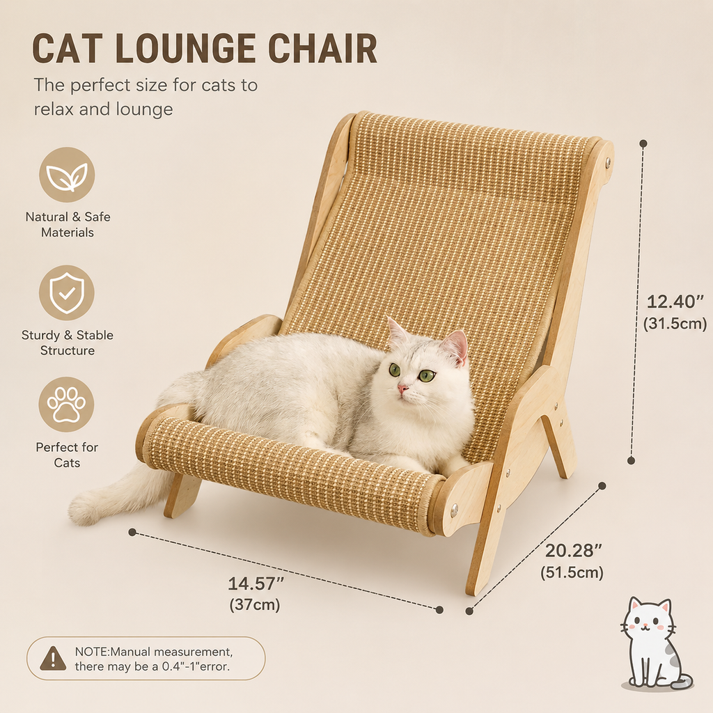 Premium Wooden Cat Lounge Chair