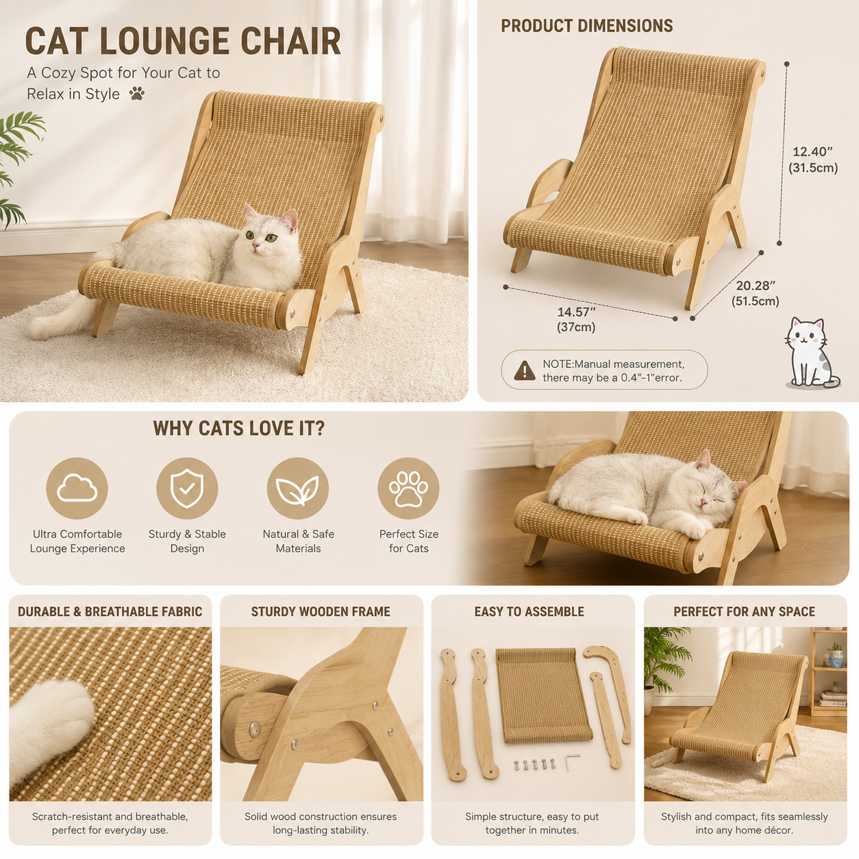 Premium Wooden Cat Lounge Chair