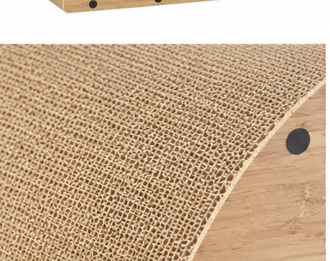 Wooden Cat Scratcher House with Scratch Ramp & Interactive Ball Toy for Indoor Cats